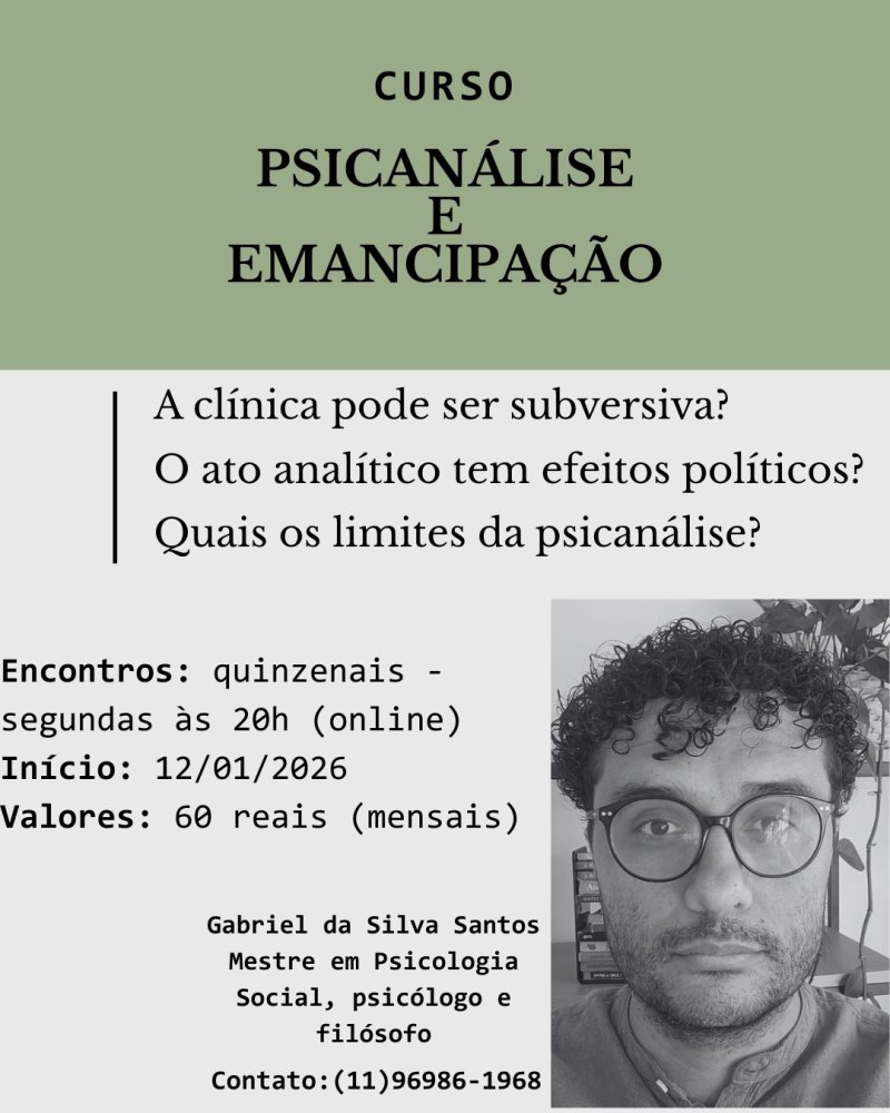 Curso Psican&aacute;lise e Emancipa&ccedil;&atilde;o