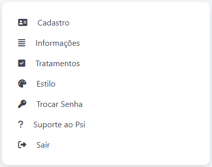 Área do Psi: opções de edição
